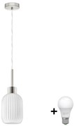 Pendul LED HARMA pe cablu, 1x E27, 60W, 230V, Ø 14 cm, crom mat/alb