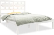vidaXL Cadru de pat mic dublu, alb, 120x190 cm, lemn masiv
