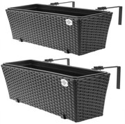 Deuba Ghiveci Polyrattan negru 2 buc