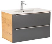 Dulap inferior Vario Trim 80 cu lavoar stejar-antracit