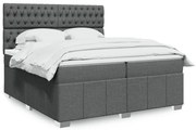 vidaXL Pat box spring cu saltea, gri închis, 200x200 cm, textil