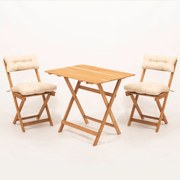 Set grădină masă și scaune (3 buc.) Mackenzie 4 (natural + crem). 1083013