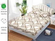 Husa de pat cu elastic 180x200 din Bumbac Finet + 2 Fete de Perna - Abstract