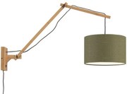 Aplica cu brat articulat din bambus si abajur din tesatura in, Andes natur/ verde