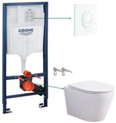 Set vas wc rimless alb cu capac soft close Oslo, rezervor incastrat si clapeta alba Skate Air Grohe