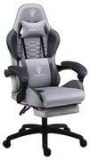 DOWINX Scaun gaming, ergonomic, suport lombar cu masaj, spătar reglabil, tetieră, suport pentru picioare, rezistent 150 kg, material textil, Gri