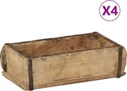 vidaXL Tavă 4 pcs Maro 30 x 15 x 9 cm Lemn recuperat masiv