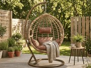 Scaun suspendat BORNEO cu suport, maro