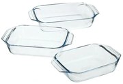 Pyrex Set de 3 vase de sticlă pentru cuptor, 2 l +3 l + 4 l