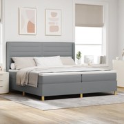 vidaXL Pat cu saltea cu arcuri Gri deschis 200 x 200 cm țesătură
