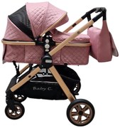 Carucior nou nascuti 2 in 1 Baby Care X2S, Maner reversibil, Cu geanta bebe, Amortizoare, Roti din cauciuc plin AVE, Spatar reglabil 3 trepte, Plasa
