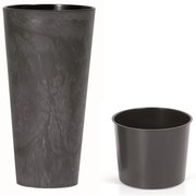 Ghiveci TUBUS SLIM BETON EFFECT cu inserție 30 cm,antracit, 4HOME