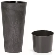 Ghiveci TUBUS SLIM BETON EFFECT cu inserție 30 cm,antracit, 4HOME