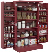 HOMCOM Dulap mobilier de bucătărie despensier 2 uși cu 5 rafturi și 12 recipiente pentru mirodenii - 60 x 30 x 104 cm - roșu | Aosom Romania