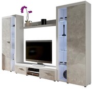Mobilier living Rudby XL (Alb + beton) (fără iluminat). 610112