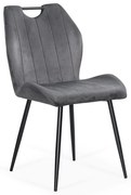 Scaun living gri din catifea cu cadru metalic si spatar ergonomic BUC 204