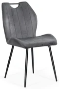 Scaun living gri din catifea cu cadru metalic si spatar ergonomic BUC 204