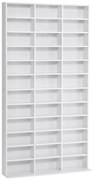 HOMCOM Bibliotecă CD de perete cu 24 de rafturi reglabile, 130,5x89x20 cm, alb | Aosom Romania