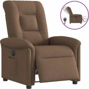 vidaXL Fotoliu rabatabil electric, maro, material textil
