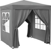 Outsunny Foișor Pliabil 2x2 m Pop Up cu 2 Uși, 2 Ferestre, 4 Pereți Detașabili, Foișor de Exterior cu Husă de Transport din Oțel și Țesătură Oxford, pentru Grădină, Petreceri, Camping, Gri | Aosom Romania