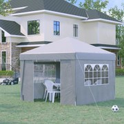 Outsunny Cort Pliabil 3x3m cu Înălțime Reglabilă, Design Pop Up, Ferestre, Alb, Perfect pentru Evenimente în Aer Liber | Aosom Romania