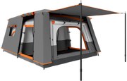 Outsunny Cort de Camping pentru 4-6 Persoane cu 2 Camere, Verandă și Geantă de Transport, 430x305x195 cm, Gri | Aosom Romania