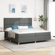 vidaXL Pat cu arcuri cu saltea Gri închis 200 x 200 cm țesătură