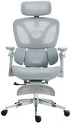 METACHAIR DORO Scaun ergonomic, cotiere 6D, suport lombar dinamic, spătar reglabil înălțime, tetieră 2D, suport picioare, mecanism multifunctional inclinare/blocare, pivotant, Mesh, Gri