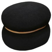 Taburet Mara ,structura Mdf si blana artificiala - NEGRU - H 36 cm / L 44,5 cm / 35,5c m