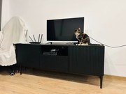 Comodă TV cu sertar și nișă Nicole 150 cm - negru mat / picioare negre