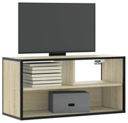 vidaXL Dulap TV, stejar sonoma, 80x31x39,5 cm, lemn prelucrat și metal