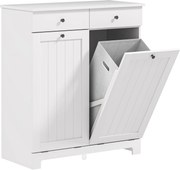 HOMCOM Dulap de Baie pentru Rufe cu 2 Uși Rabatabile și Coșuri pentru Rufe, 78x38x90 cm, Alb | Aosom Romania