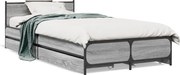 vidaXL Cadru de pat cu sertare gri sonoma 75x190 cm lemn prelucrat