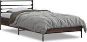 vidaXL Cadru de pat, stejar maro, 75x190 cm, lemn prelucrat și metal