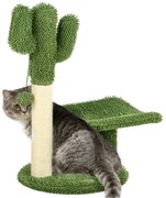 Copac de 55,5cm in Forma de Cactus pentru Pisici de Interior, Turn pentru Pisici cu Stalpi de Zgariat, Pat, Minge, Verde PawHut | Aosom Romania