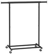 Suport pentru haine reglabil pe înălțime cu roți, negru