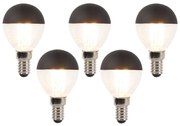 Set de 5 becuri LED cu filament E14 reglabile P45 negru 300lm 2700K