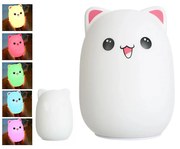 Lampa de noapte din silicon LED pentru copii KITTY 12,5 cm alb