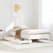 vidaXL Cadru de pat fără saltea, alb, 90x200 cm, lemn masiv pin