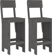 vidaXL Taburete de bar, 2 buc., gri, 40x48,5x115,5 cm, lemn masiv pin