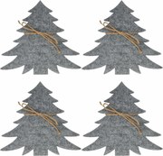 Buzunar pentru tacâmuri X-Mas Tree gri, set de 4bucăți