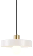 Lampă suspendată retro aurie cu sticlă bej - Jina