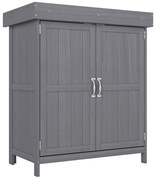 Outsunny Dulap de Gradina cu 2 Rafturi si 2 Usi, Lemn, 74x43x88 cm, culoarea lemnului | Aosom Romania