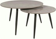 Set 2 masute cafea KORA C, gri/negru, ceramica/metal
