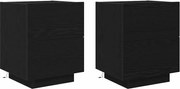 vidaXL Dulap de noapte cu sertar 2 pcs Stejar Negru 45 x 40 x 55 cm
