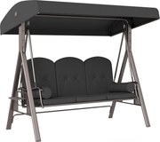 Outsunny Leagăn de Grădină pentru 3 Persoane, Bancă Balansoar cu Copertină Reglabilă și Perne, 120x208x172 cm, Gri | Aosom Romania
