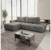 Colțar extensibil ALMADA, tapițat, cu spațiu de depozitare, orientare stânga, gri