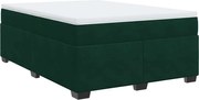 vidaXL Pat box spring cu saltea, verde închis, 140x200 cm, catifea