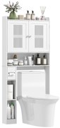 HOMCOM Mobilier WC deasupra toaletei mobilier baie cu dulap cu două uși și suport pentru hârtie 80x19,5x170cm alb | Aosom Romania