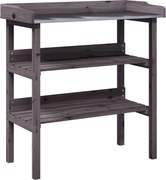 vidaXL Masă de plante cu raft, gri, 78x38x82,5 cm, lemn masiv de brad